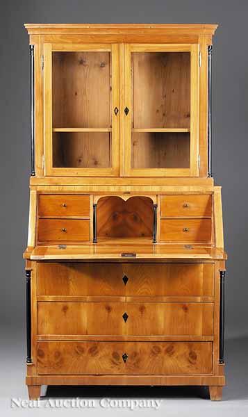 Appraisal: A Biedermeier Maple and Ebonized Secretary mid- th c the