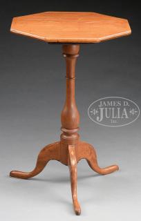 Appraisal: UNUSUAL INLAID CHERRY OCTAGONAL QUEEN ANNE CANDLESTAND Second half th