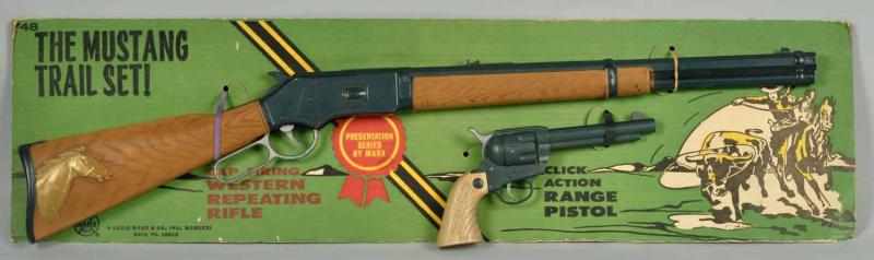 Appraisal: Marx Mustang Toy Gun Trail Set American On original card