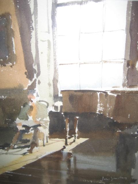 Appraisal: JOHN YARDLEY R I b The Music Room watercolour and