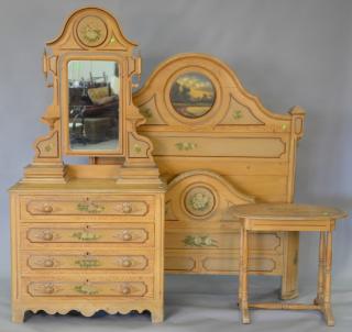 Appraisal: Victorian cottage pine three piece bedroom set with original paint