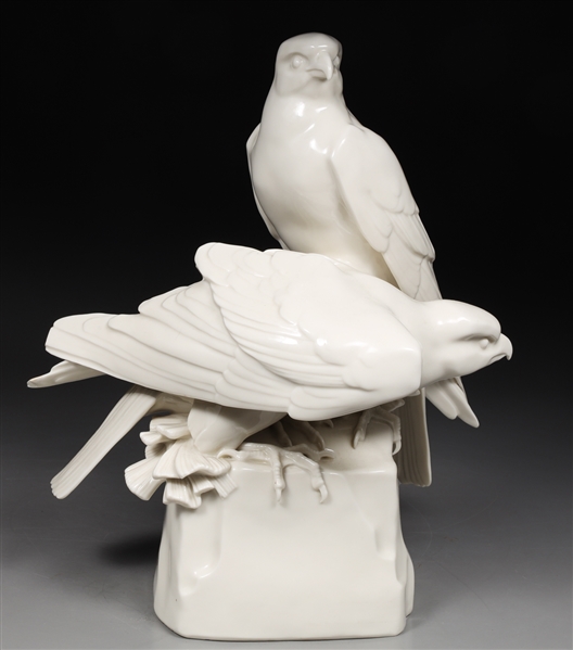 Appraisal: Antique Passau blanc de chine porcelain falcon figure c chip