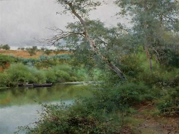 Appraisal: EMILIO SANCHEZ-PERRIER Spanish - A Orillas del Rio Alcala oil