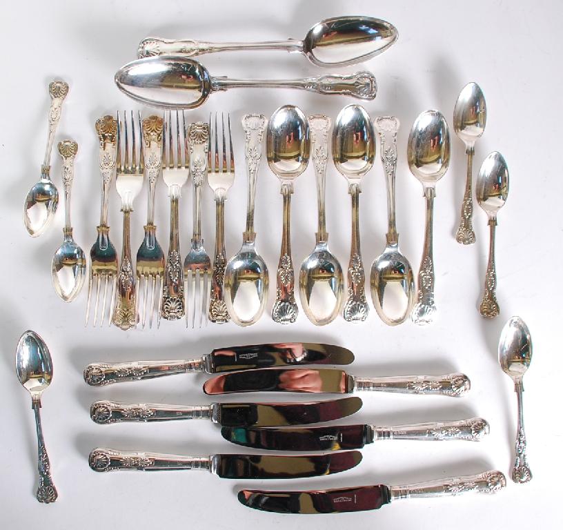 Appraisal: MATCHED TABLE SERVICE OF KINGS PATTERN SILVER CUTLERY comprising PAIR