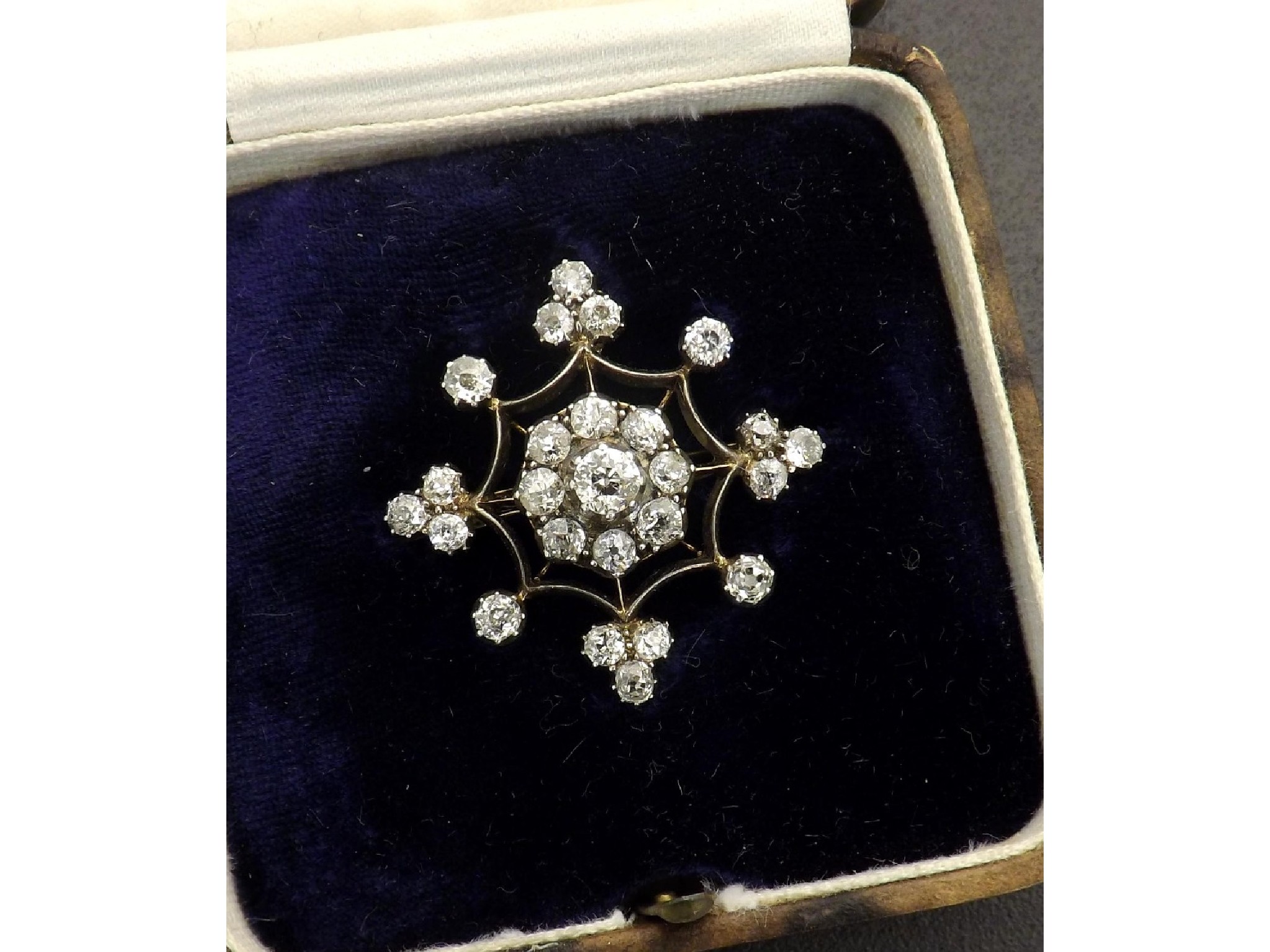 Appraisal: Attractive antique old-cut diamond floral brooch ct approx colour K