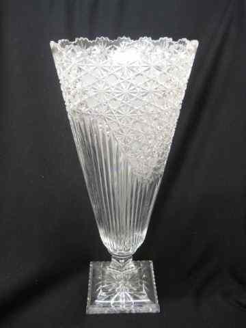 Appraisal: Cut Glass Vase fine cane ray design with pedestal base