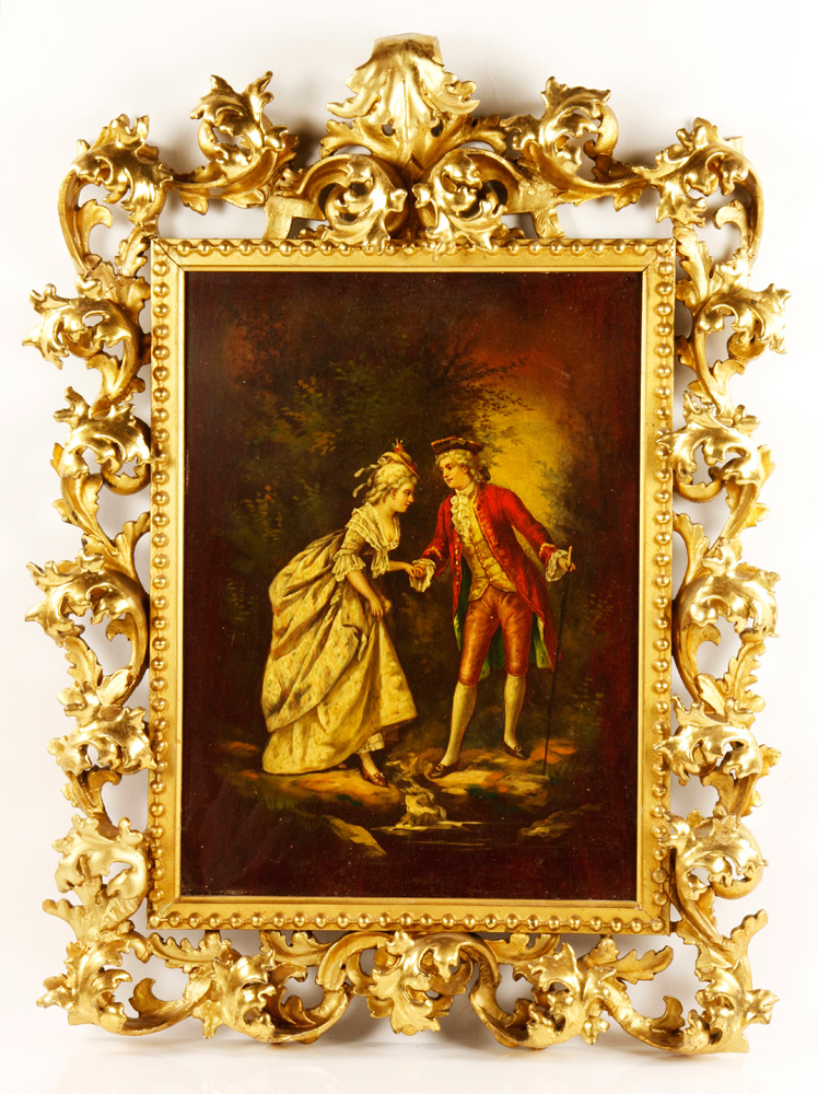 Appraisal: - th C Painting of French Couple O B th