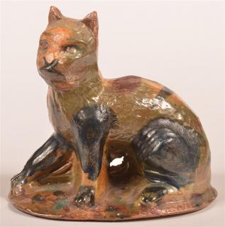 Appraisal: Stahl Redware Figure of a Seated Cat Stahl Redware Pottery