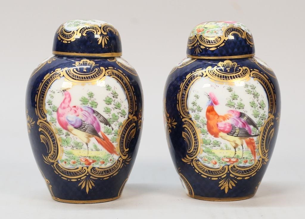 Appraisal: Pair of Chelsea style cobalt and gold ginger jars With