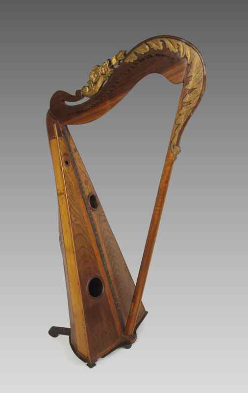 Appraisal: VICTORIAN HAND CRAFTED WOODEN STRING HARP Decorated with carved and