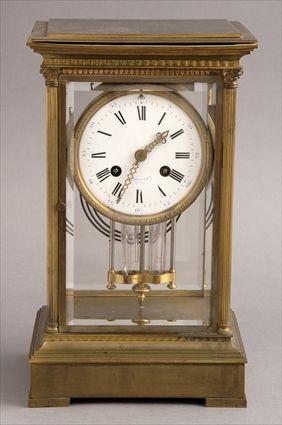 Appraisal: FRENCH GILT-METAL BEVELED GLASS CLOCK Retailed by Tiffany Co NY