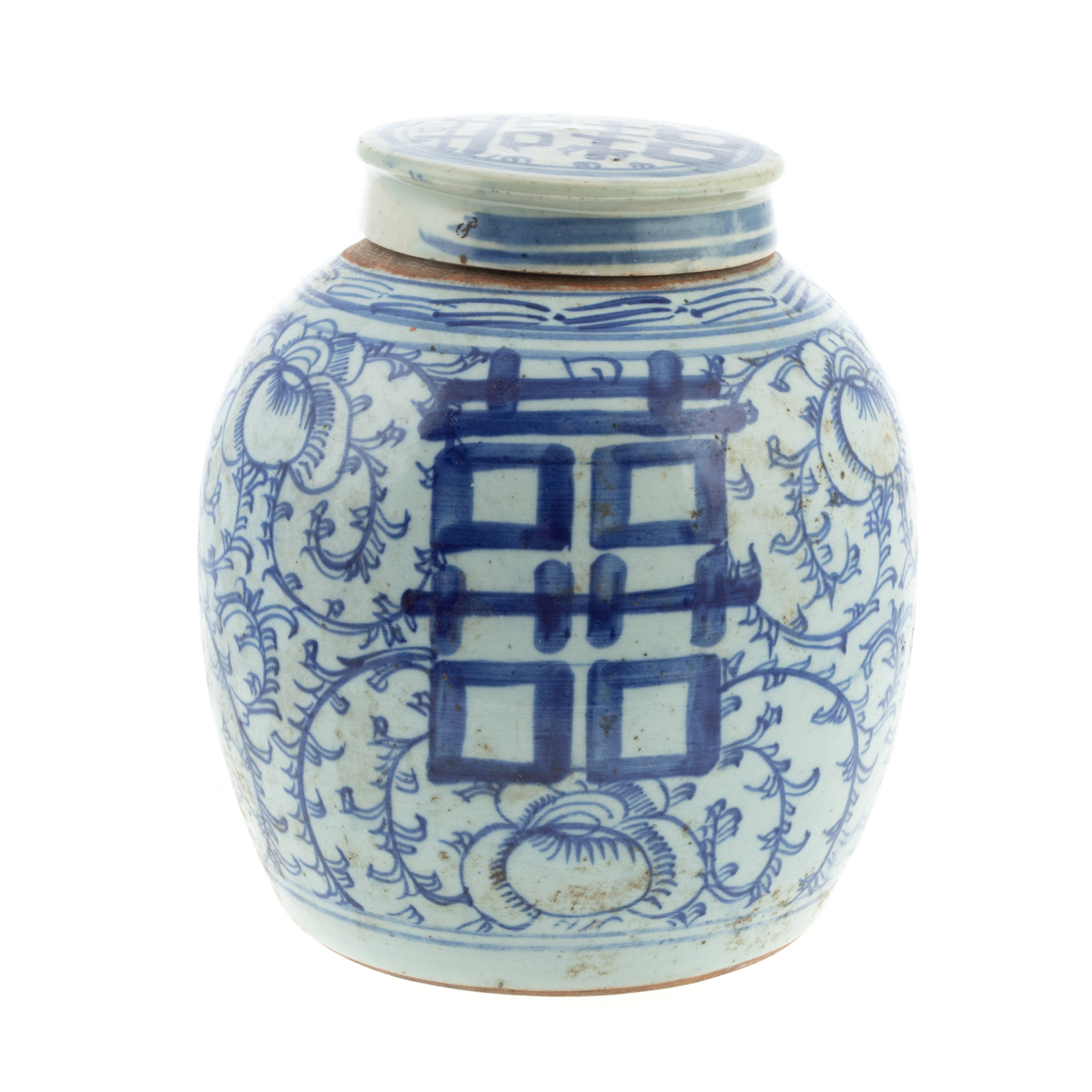 Appraisal: CHINESE EXPORT BLUE WHITE GINGER JAR Tongzhi Era circa having