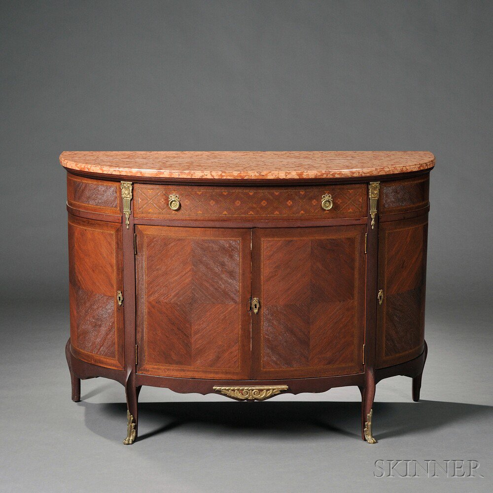 Appraisal: Louis XV-style Marble-top Commode late th early th century demilune