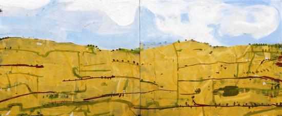 Appraisal: Joe Furlonger born Landscape oil on canvas diptych initialled and