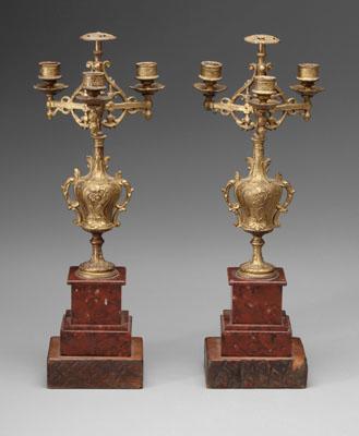 Appraisal: Pair gilt metal candelabra each with three arms late Victorian