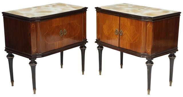 Appraisal: pair Italian mid-century modern rosewood bedside cabinets c s inset