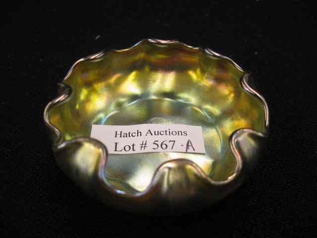 Appraisal: Tiffany Favrile Art Glass Salt Cellar wave edge golden amber