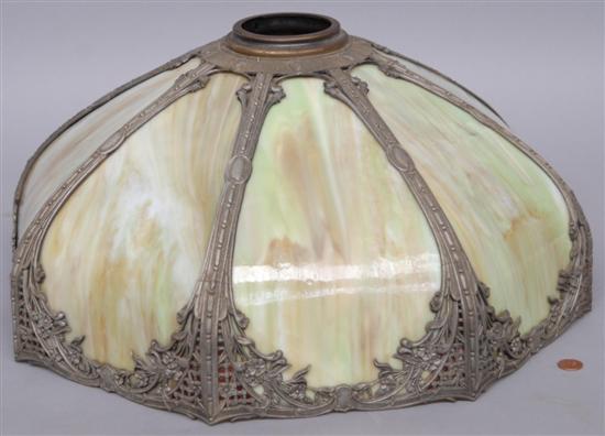 Appraisal: A GREEN SLAG GLASS SHADE WITH RETICULATED DECORATION Property from