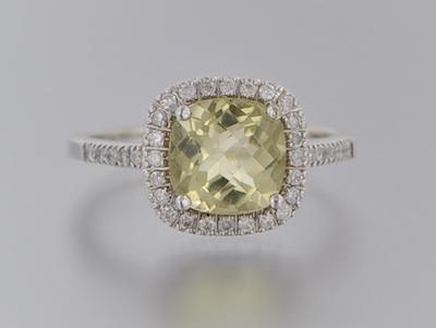 Appraisal: A Ladies' Diamond and Peridot Ring k white gold ring