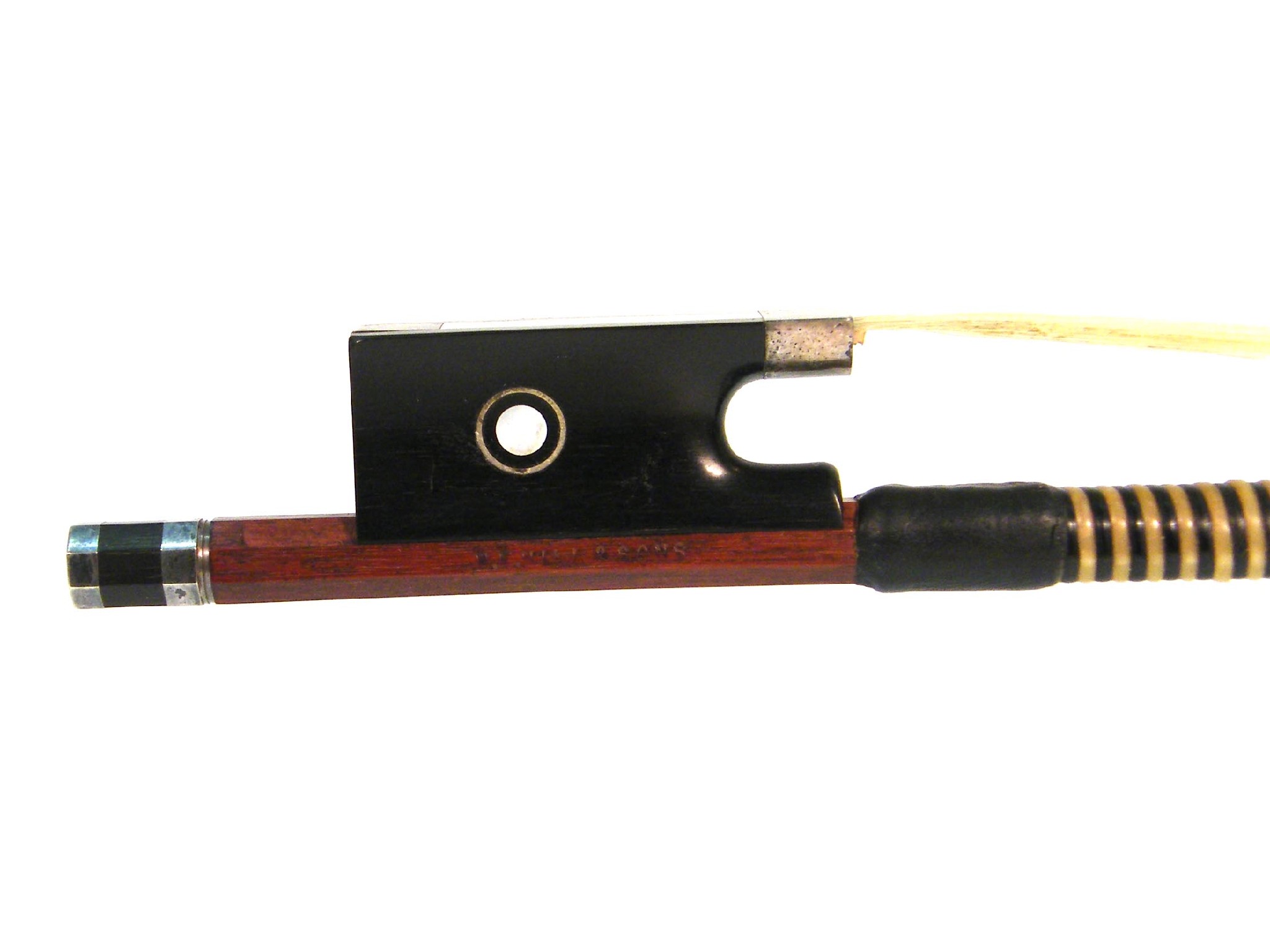 Appraisal: English silver mounted violin bow by and stamped W E