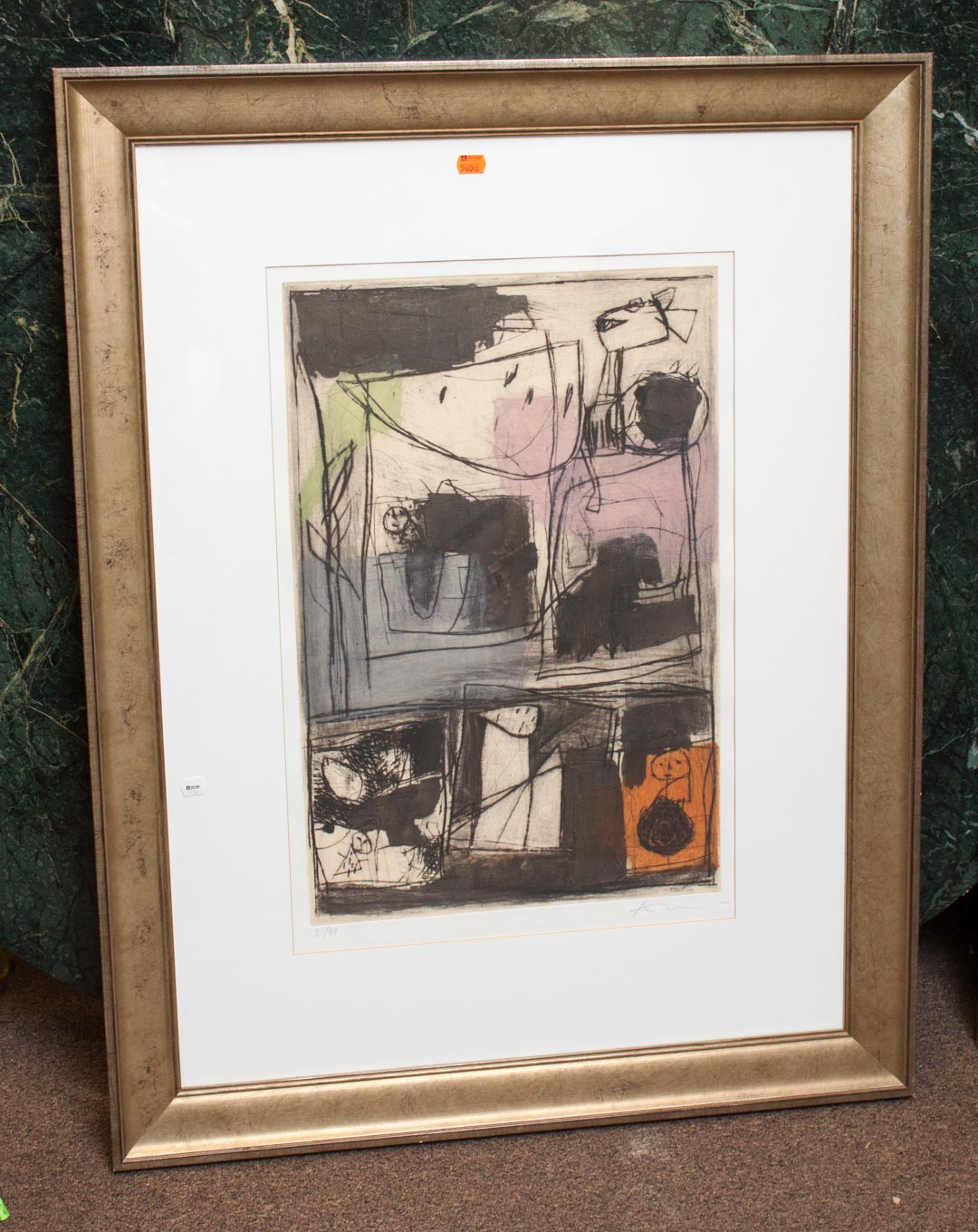 Appraisal: Contemporary framed lithograph signed illegibly lr