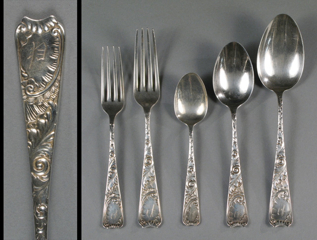 Appraisal: WOOD HUGHES STERLING SILVER FLATWARE SET pieces including dinner forks