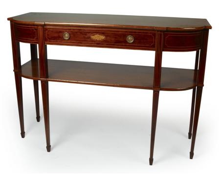 Appraisal: EDWARDIAN MAHOGANY AND LINE INLAID BUFFET IN THE GEORGE III