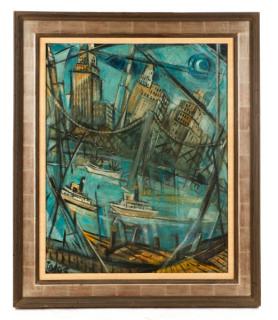 Appraisal: Nicholas Takis Modernist East River Oil Nicholas Takis American -