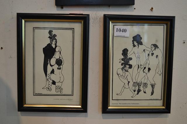 Appraisal: TWO SMALL ABREY BEARDSLEY LYSISTRATA PLATES TWO SMALL ABREY BEARDSLEY