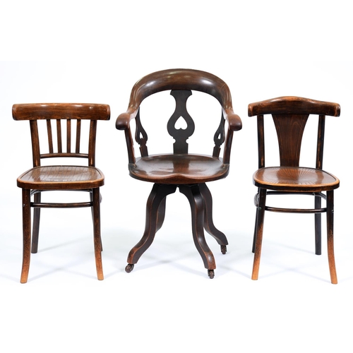 Appraisal: A walnut swivel desk chair early th c and two