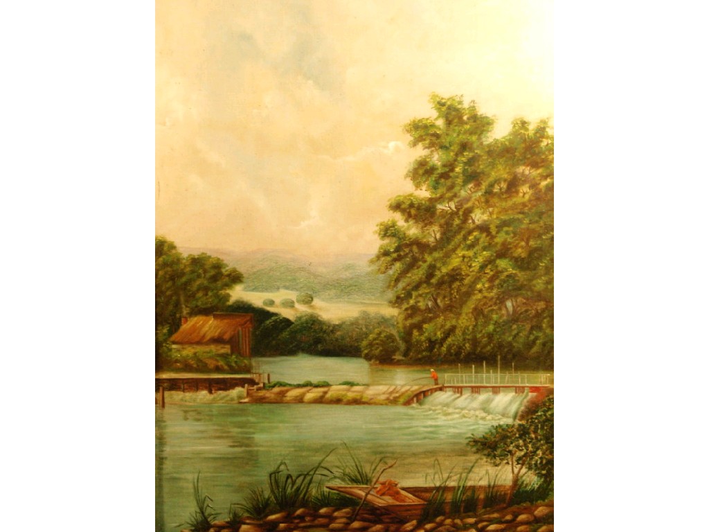 Appraisal: S P Mellin The Weir Pangbourne Oil on canvas signed