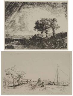 Appraisal: After Rembrandt Dutch th century Two etchings after works by