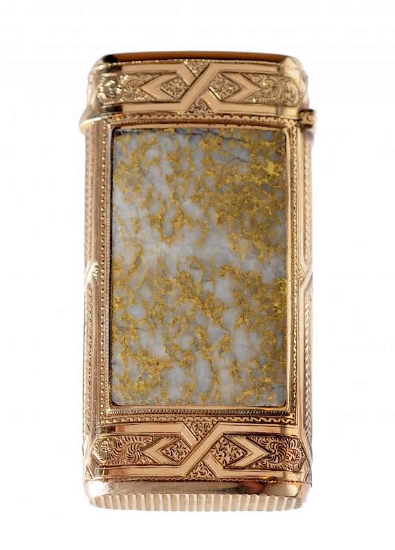 Appraisal: Solid Gold Gold Quartz Match Safe Circa Top of the