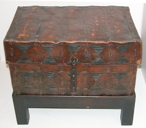 Appraisal: Artist Southwestern American Title Southwestern American Trunk with hand-wrought iron