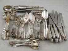 Appraisal: A white metal marked German silver canteen of flatware comprising