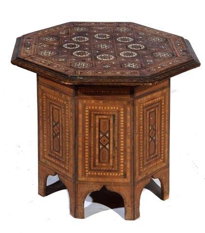 Appraisal: AN INLAID OCTAGONAL OCCASIONAL MOORISH TABLE partly inlaid with mother