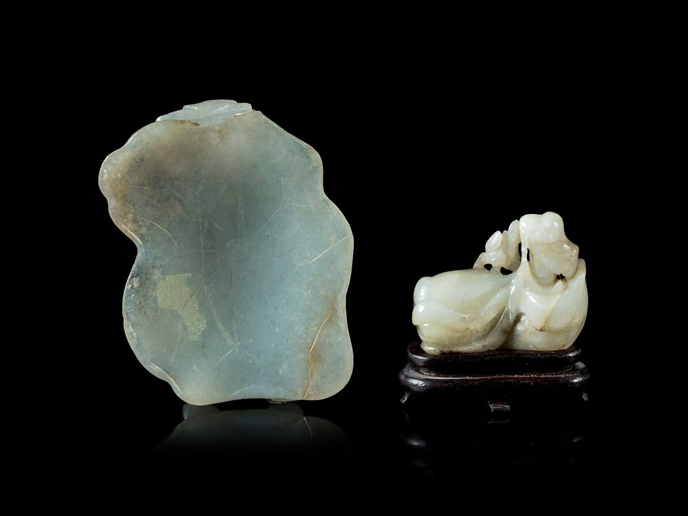 Appraisal: Two Carved Jade Articles Length of larger in cm Two