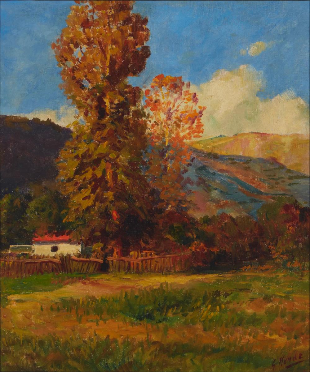 Appraisal: Geza Kende - Hollywood CA House in a landscape Oil