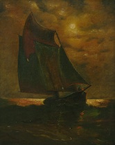 Appraisal: S Howell Evans American th Century A Sailboat by Moonlight