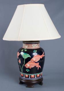 Appraisal: Ceramic Koi Fish Lamp Ceramic urn style lamp with Koi