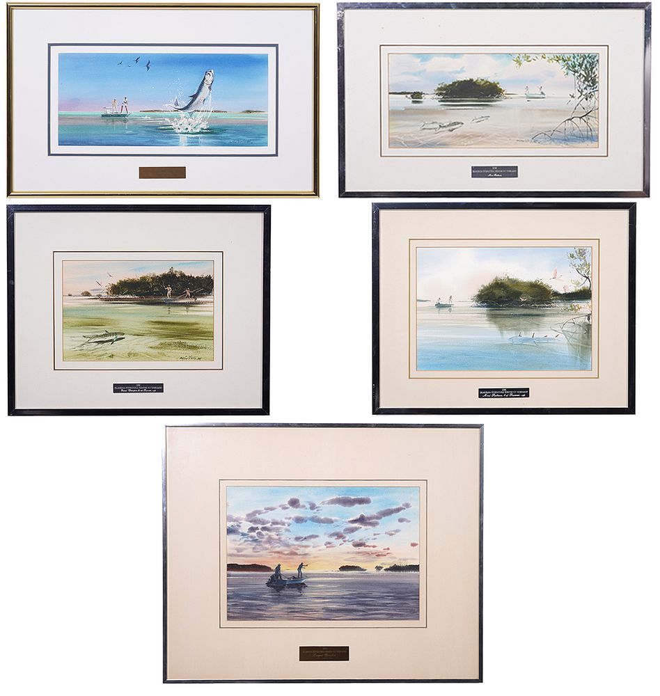 Appraisal: Millard Wells Framed Watercolors Millard Wells America - A group