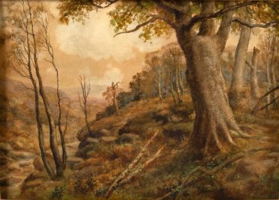 Appraisal: W R Sell Wooded Landscape oil on board cm x