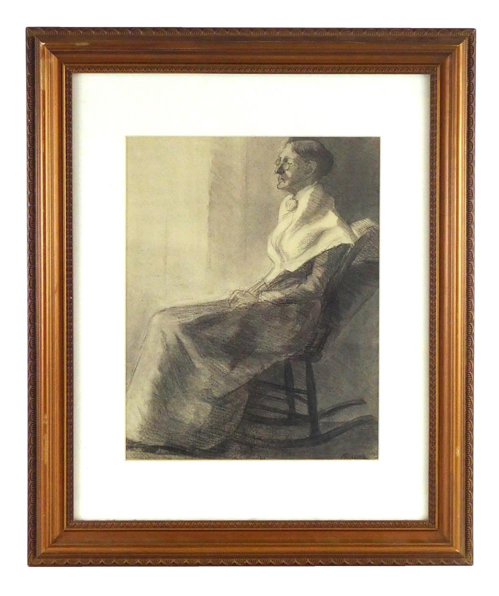 Appraisal: Jennie M Burr Connecticut - Elderly Woman in Glasses Long