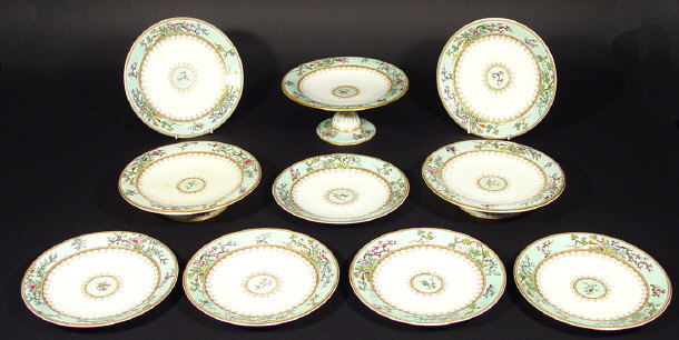 Appraisal: Victorian Worcester seven place dessert service hand coloured with flowers