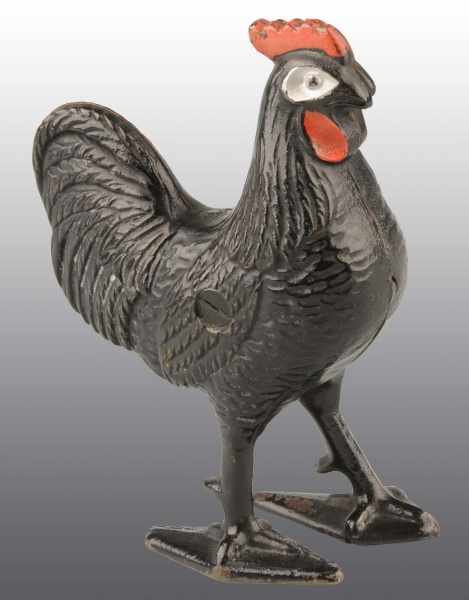 Appraisal: Cast Iron Standing Rooster Still Bank Description Manufactured by Arcade