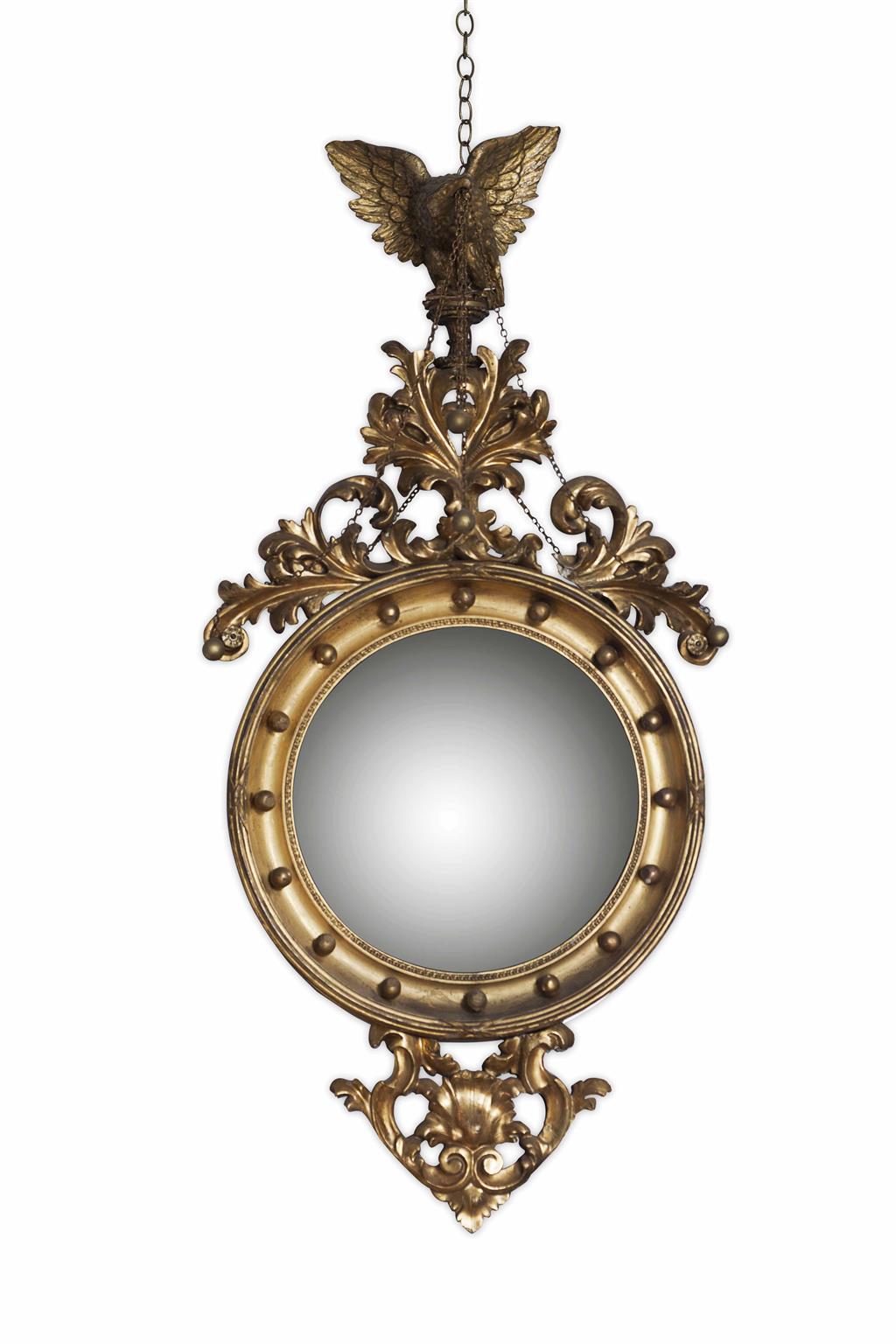 Appraisal: REGENCY GILT FRAMED CONVEX MIRROR EARLY TH CENTURY the circular