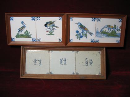 Appraisal: Group of framed Delft tiles th th century