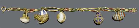 Appraisal: GOLD AND ENAMEL BRACELET probably Russia ca Yellow gold pendant