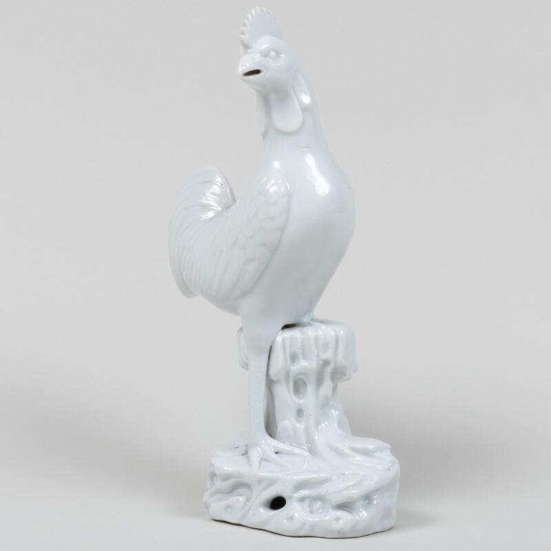 Appraisal: Chinese White Glazed Porcelain Figure of a Cockerel Unmarked x