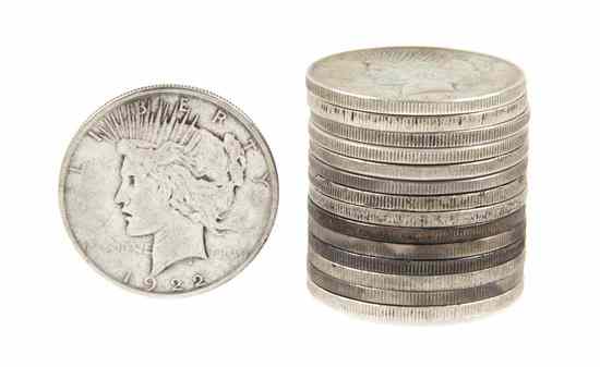 Appraisal: Fifteen U S Peace Silver Dollars comprising -D -S -D